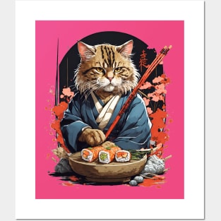 Cool Cat Sushi Art Posters and Art